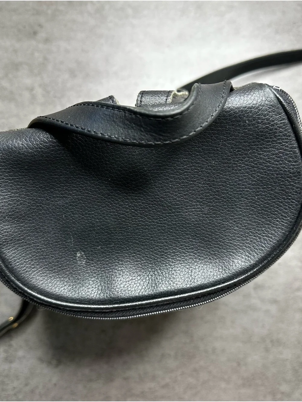 Vintage Longchamp Black Pebbled Leather Backpack France Minimalist